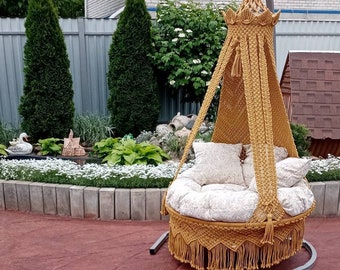 Macrame Swing Chair Macrame Round Swing Macrame Swing Chair Macrame handmade Swing Hammock Outdoor Indoor Swing Hanging Chair Swing