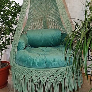 Macrame Swing Chair, chair hanging indoor hammock, hanging chair, swing chair, macrame hanging chair, handmade swing, hanging chair outdoor