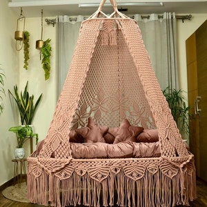 Macrame Double seat Swing, Macrame Swing Chair, Macrame bed, Hammock Swing, Hanging bed Macrame swing, Luxurious swing, macrame Swing chair