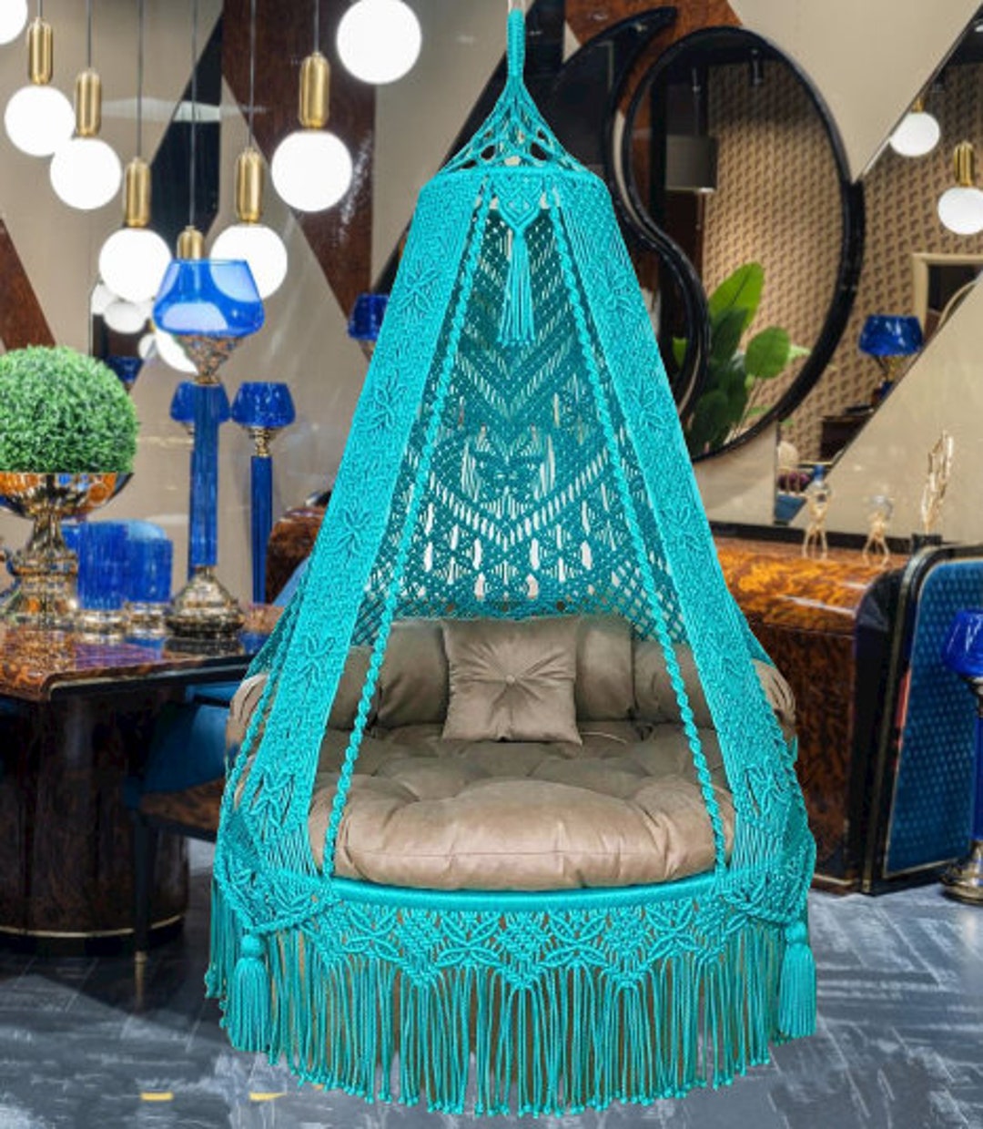 Swing Macrame Swing Macrame Swing Chair Macrame Round Etsy