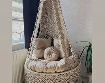 Luxury Macrame Swing Chair, Macrame Round Swing, Macrame Swing Chair, Macrame handmade Swing, Hammock, Indoor Swing, Hanging Chair, Swing