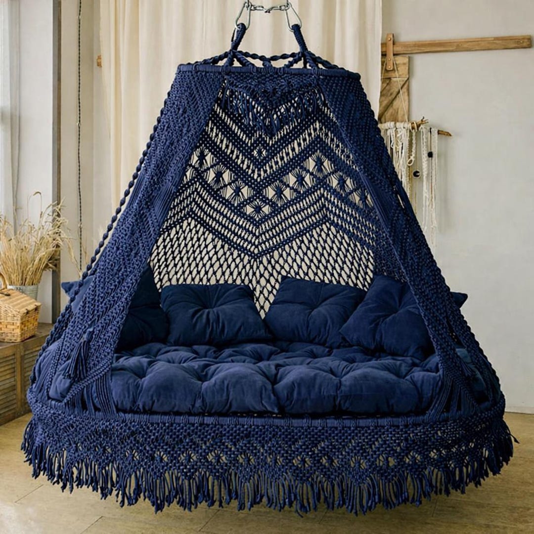 Macrame Double Seat Swing, Macrame Swing Chair, Macrame Bed