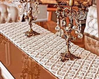 Runner da tavolo in macramè, runner da tavolo da pranzo in macramè, arredamento boho per la casa, runner da tavolo in macramè moderno con nappe, decorazione per matrimoni e festival