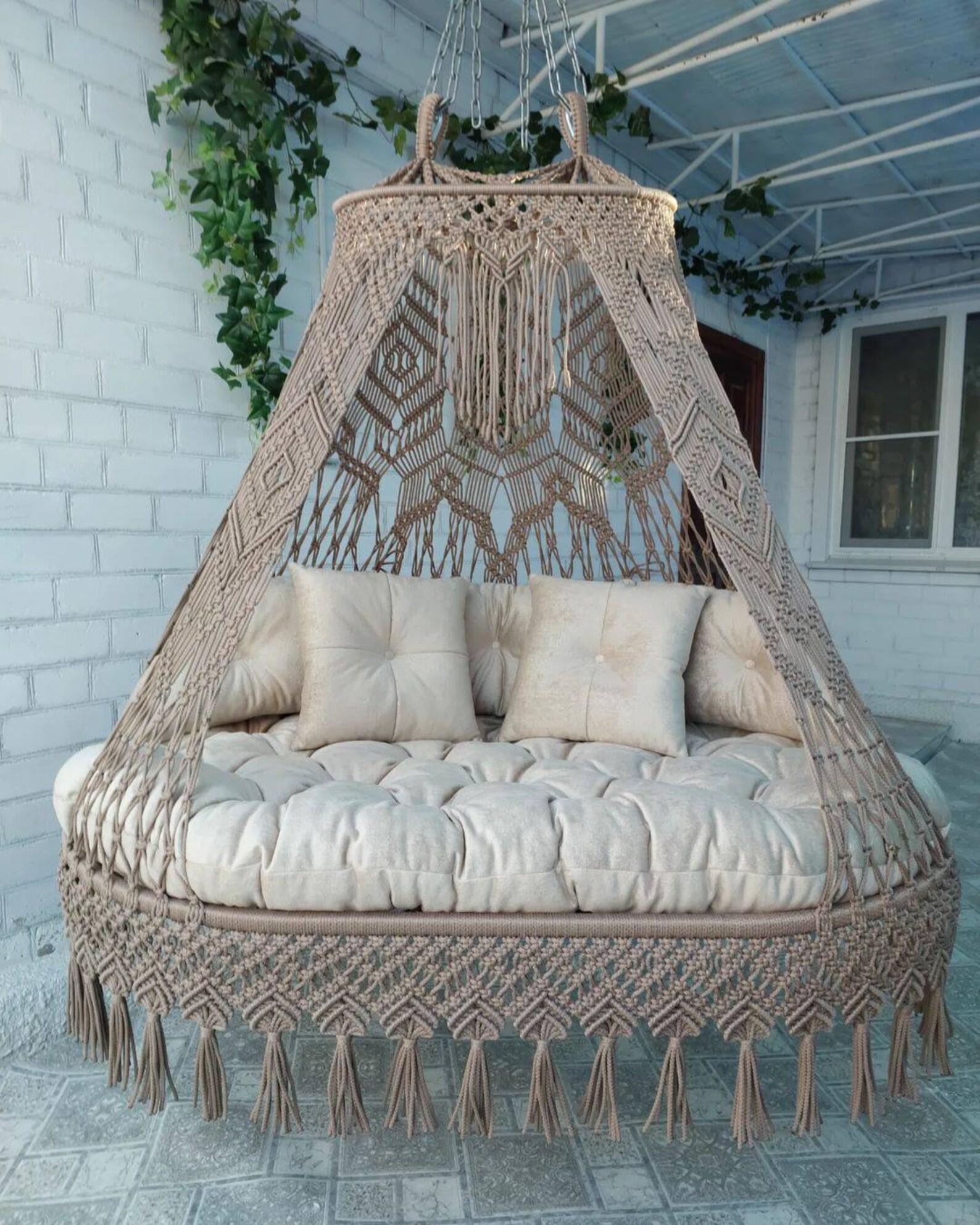 Macrame Double Seat Swing Chair, Macrame Swing Chair, Macrame Handmade ...