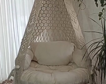 Handmade Macrame Swing Chair, Indian Cotton Hammock, Boho Decor
