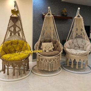Macrame Swing Chair, Macrame Round Swing, Macrame Swing, Macrame handmade Swing, Hammock Chair, Outdoor Swing, Hanging Chair, Indoor swing