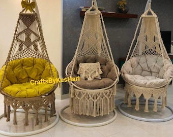 Macrame Swing Chair, Macrame Round Swing, Macrame Swing, Macrame handmade Swing, Hammock Chair, Outdoor Swing, Hanging Chair, Indoor swing