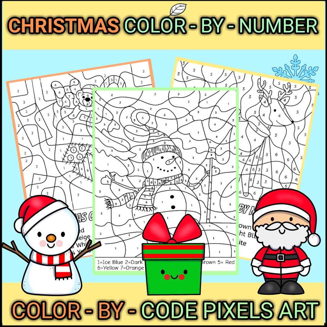 Christmas Color by Number Math Activities Printables Worksheets ...