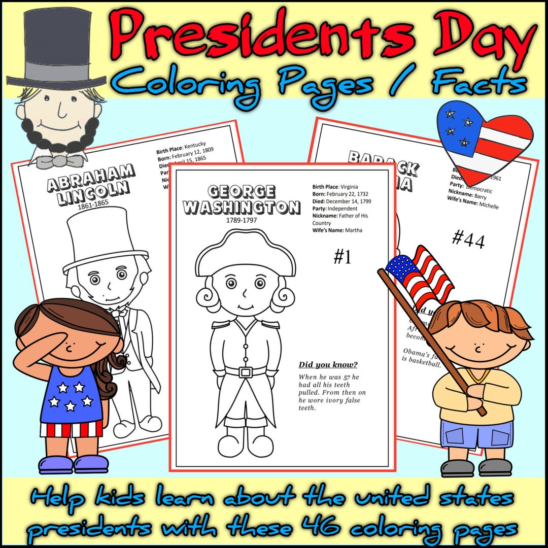 Presidents Day Coloring Pages | US Presidents Facts & Activities ...