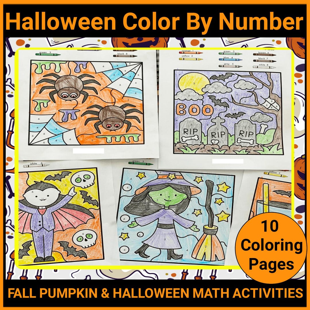 Halloween Color by Number Printable Activities - Fall Pumpkin Math ...