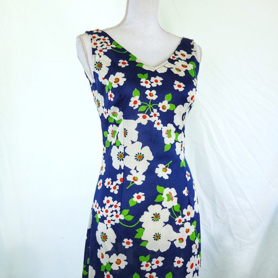 70s Blue Floral Maxi Dress with Matching Blouse V… - image 5