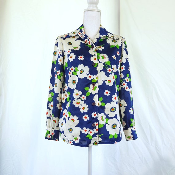 70s Blue Floral Maxi Dress with Matching Blouse V… - image 7