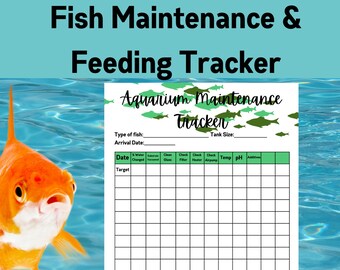 Fish Aquarium Tracker, Pet Tracker Printable, Fish Tank Printable
