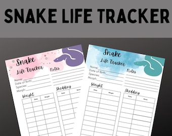 Rastreador de vida de serpientes imprimible, Rastreador médico de serpientes, Reptiles, Pitón bola, Serpiente lechosa, Serpiente real