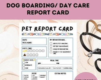 Dog Boarding Report Card, Doggy Daycare Report Card, Pet Sitter Printable, US Letter Size Printable