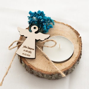 Personalized Memorial Favor , Wooden Candle Favors for Baptism, Rustic Favors for Guests in Bulk , Unique Favors