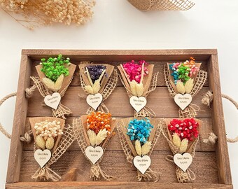 50 pcs aimants pour invité, cadeaux de mariage rustiques, cadeau de fête, mini bouquet de fleurs séchées, cadeaux personnalisés, cadeaux magnétiques en gros