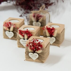 50 Pcs Personalized Wedding Favor Candle , Wooden Candle Favors for ...