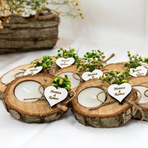 Favor de boda personalizado, favores de velas de madera para invitados a granel, favores de despedida de soltera, regalos de boda, favor de boda rústico imagen 4