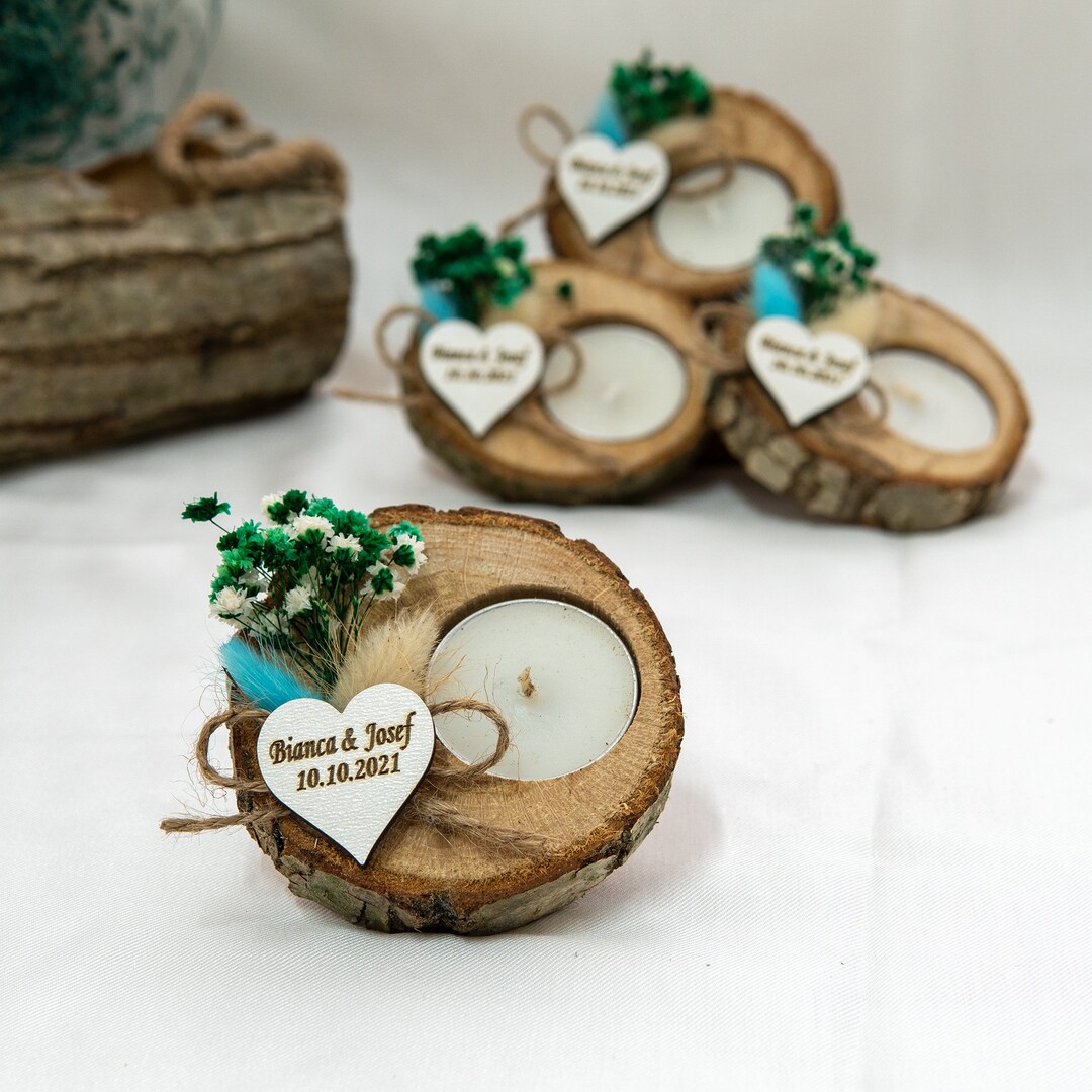 50 Pcs Personalized Wedding Favor Wooden Candle Favors for - Etsy