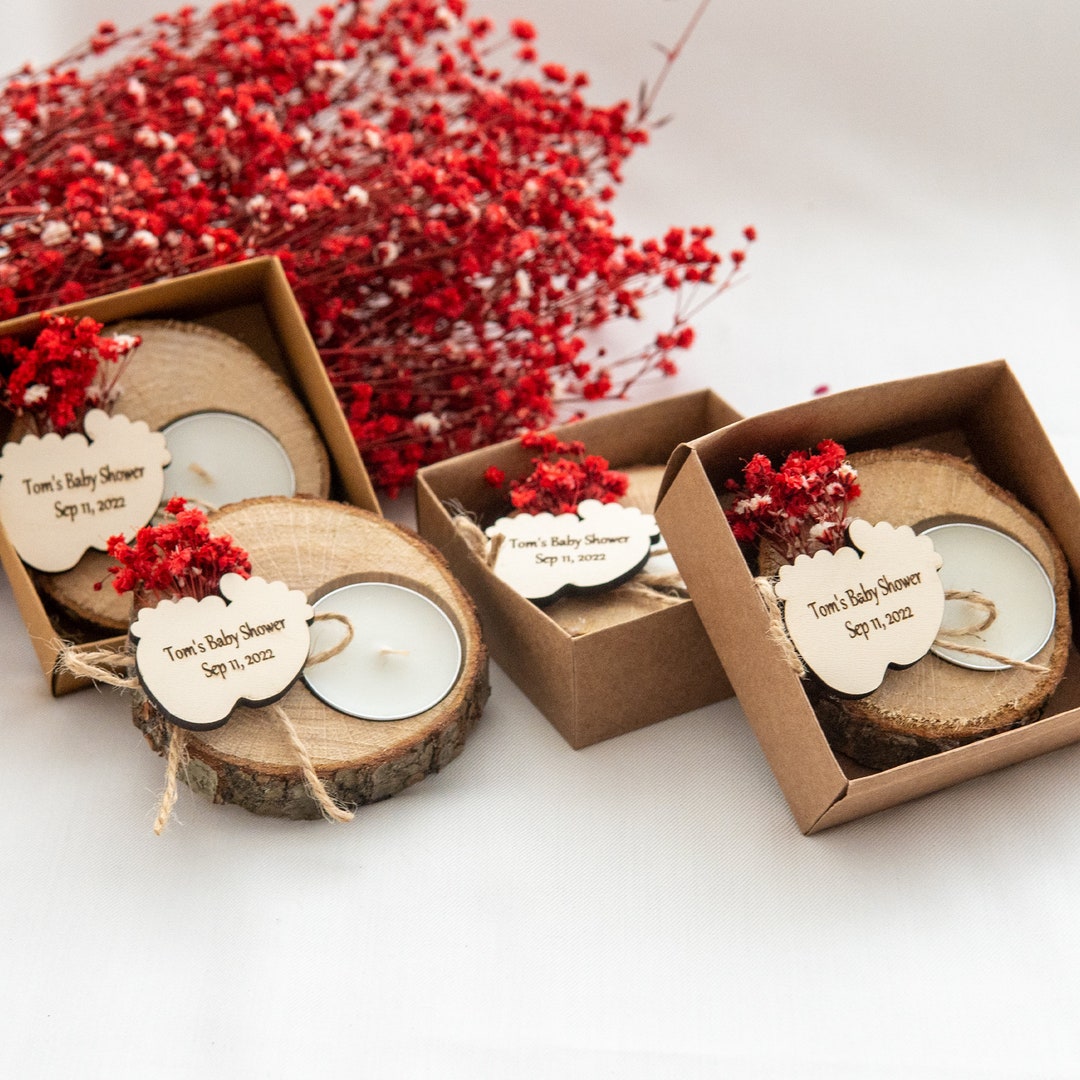 Personalized Baby Shower Favor , Wooden Candle Favors for Guest in Bulk ...
