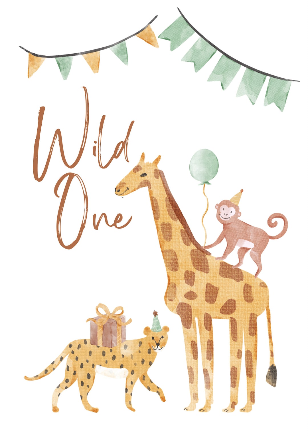 jungle-theme-birthday-printable-wild-one-natural-tones-etsy