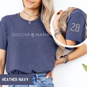 Personalized Soccer Number and Name on the Sleeve TShirt, Custom Soccer Tee, Soccer Mom Gift, Game Day Shirt, Soccer Fan T, Soccer Team T