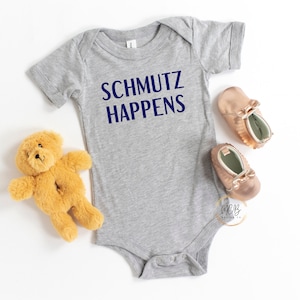 Schmutz Happens Baby Outfit, Funny Yiddish Baby Bodysuit, Jewish Newborn Baby Clothes, Jewish Phrase Infant Clothing, Baby Shower Gift