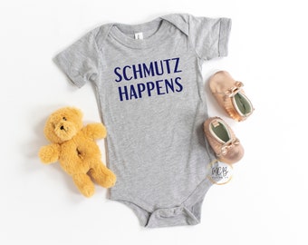 Schmutz Happens Baby Outfit, Funny Yiddish Baby Bodysuit, Jewish Newborn Baby Clothes, Jewish Phrase Infant Clothing, Baby Shower Gift