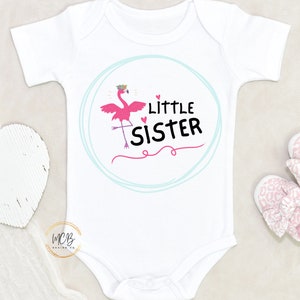 Little Sister Flamingo Graphic T Shirt or baby bodysuit, Sisters matching tshirt and bodysuit, Little sister shirt, Little sister onesie