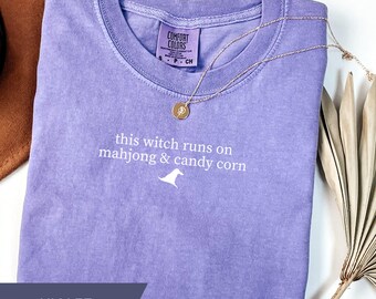 Fall Mahjong T-Shirt, Halloween Mahjong Shirt, Gift for Mahjong Lover, Comfort Colors Mahj Game Night TShirt, Mahjong Tournament Tee