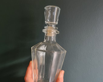 Glass liquor / whiskey carafe, polygonal and original shape