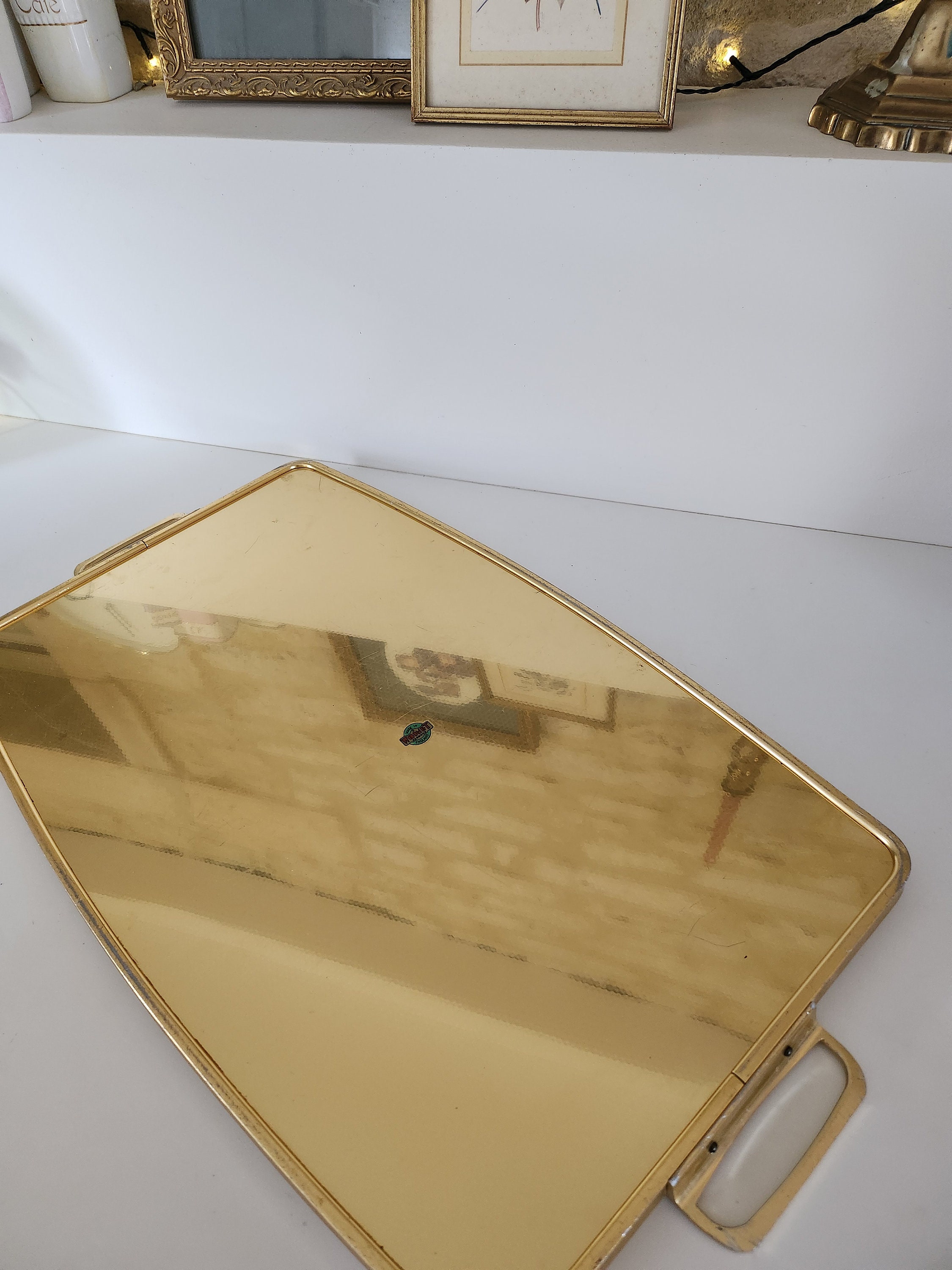 Plateau Miroir Rond Nikita Marrakech - 30 Cm, Métal Argenté, Bord Haut, Décoration Orientale Et Service élégant