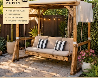 DIY Outdoor Arbor Swing Bench , Cutting list and step by step guide