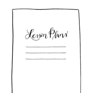 May include: A black and white image of a blank page with the words "Lesson Plans" written at the top.