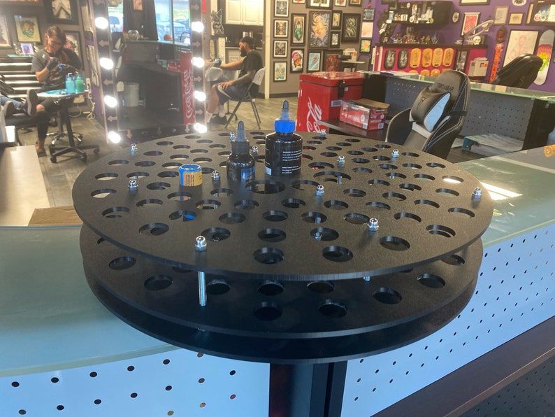 Tattoo Ink Wheel Wall Mounted Rotating Holds 80 1oz Tattoo Etsy