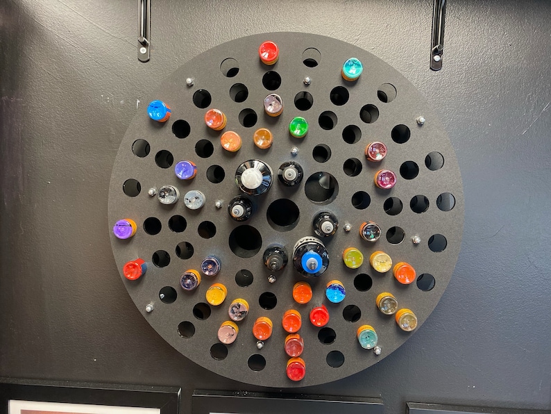 Tattoo Ink Wheel Wall Mounted Rotating Holds 80 1oz Tattoo Etsy