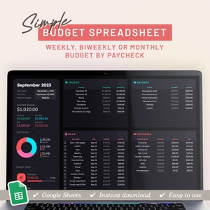 Budget Spreadsheet Monthly Budget Planner Weekly Fortnightly Paycheck Budget Planner Bill & Expense Tracker Financial Goal Tracker