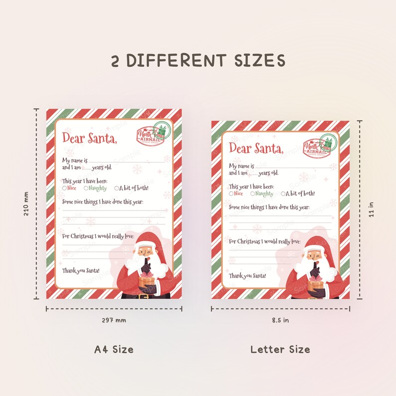 Printable Letter to Santa Claus Kids Letter to Santa Printable Etsy