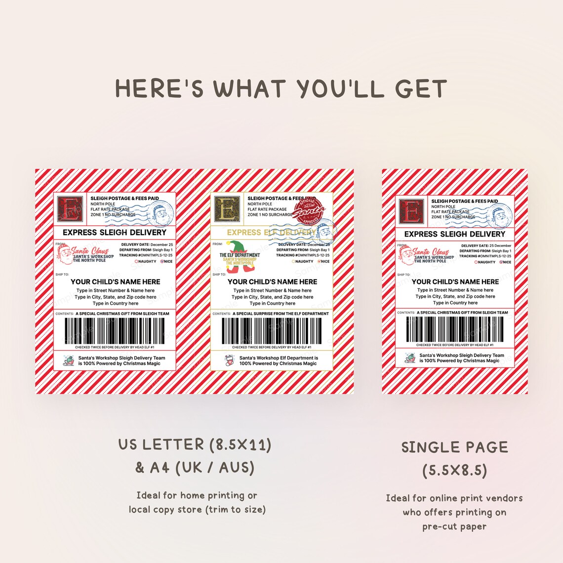 Printable Shipping Label From Santa Santa Claus Gift Label - Etsy