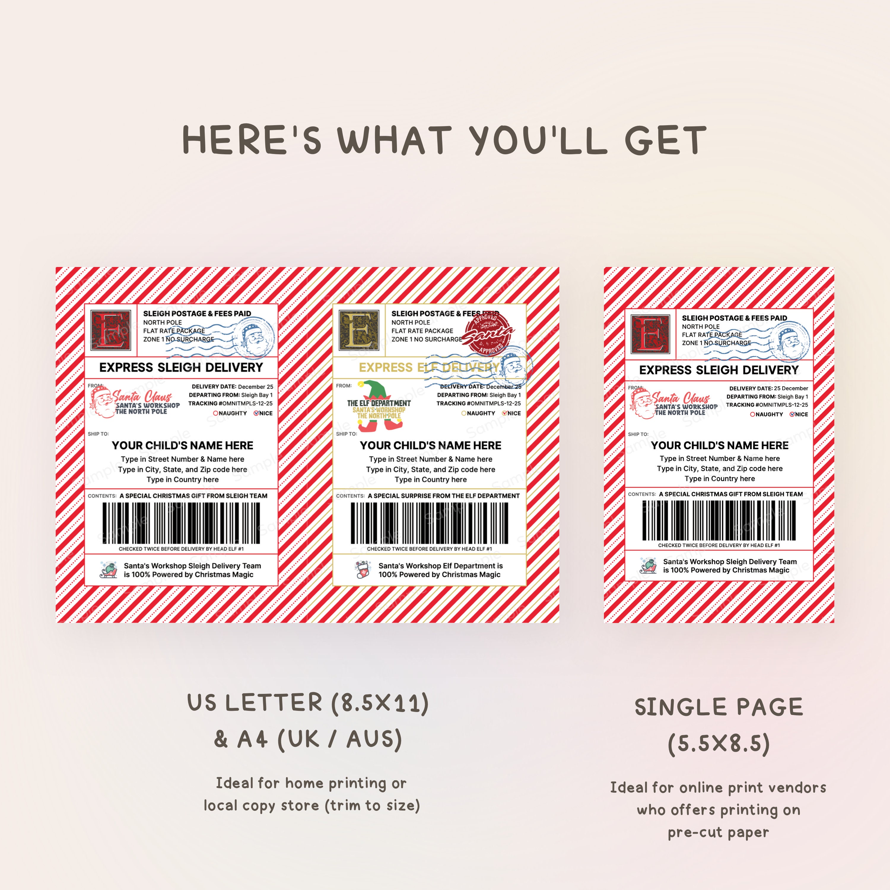 Printable From Santa Claus North Pole Shipping Label Template