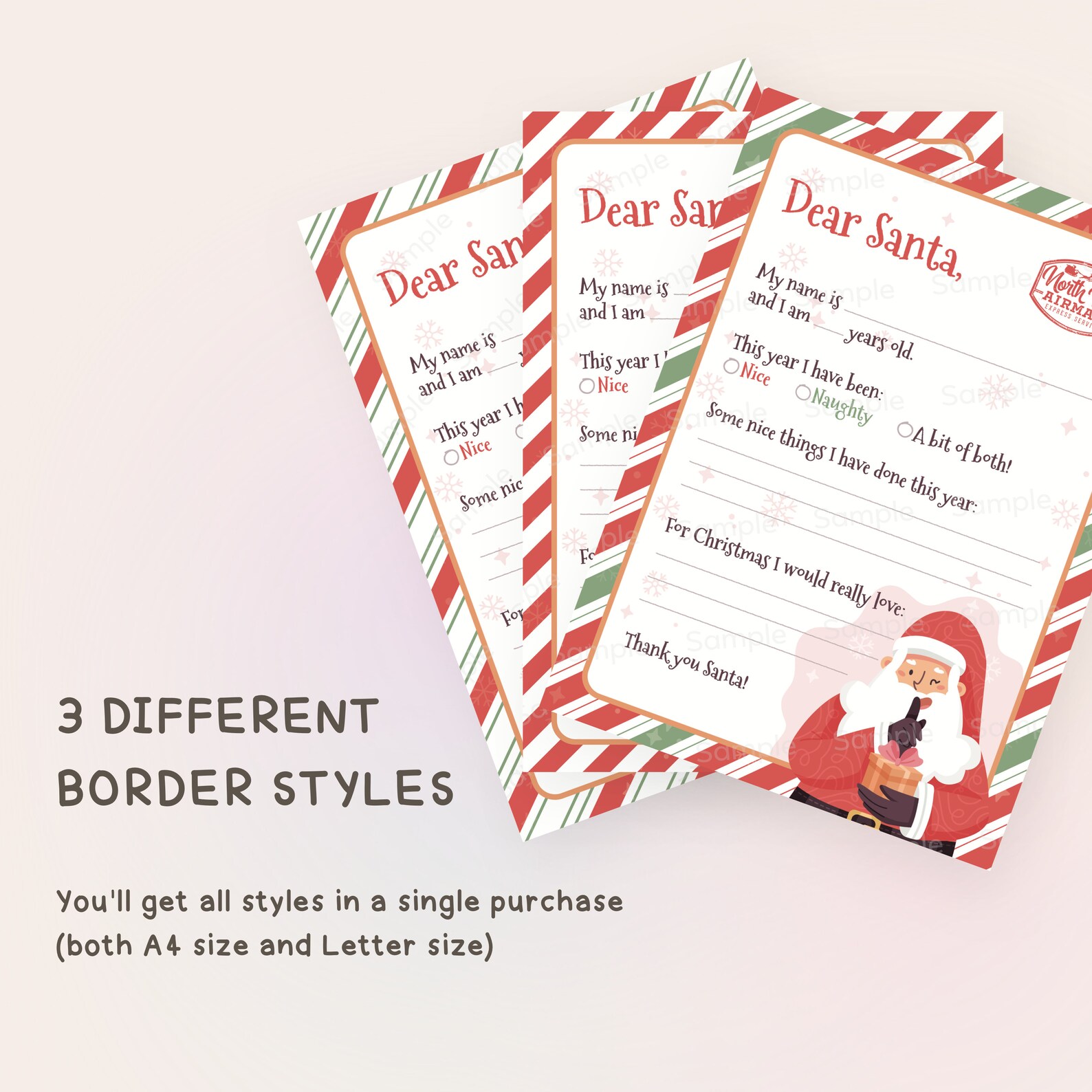 Printable Letter to Santa Claus Kids Letter to Santa Printable Etsy