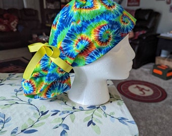 Tie dye pony tail scrub cap