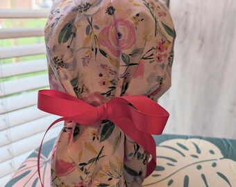 flowers ponytail scrub cap