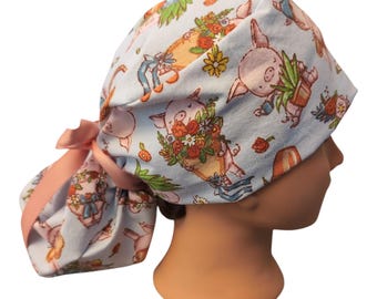 Garden piggy ponytail scrub cap