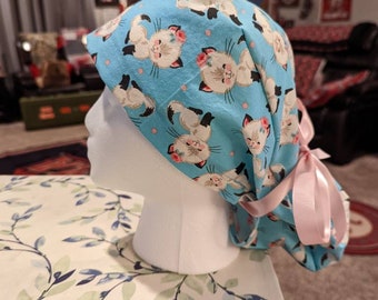 Siamese kittens pony tail scrub cap