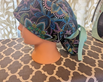 Mandala flower scrub cap