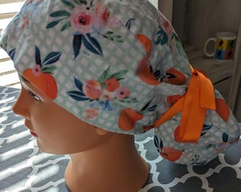 Peaches ponytail scrub cap