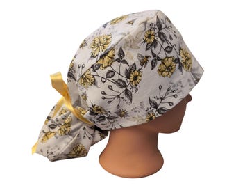 Bees and flowers scrub cap