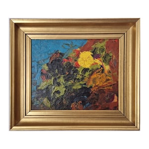 Abstract Oil Painting | Small Abstract Artwork | Abstract flowers | Framed | Ready to Hang Wall Art